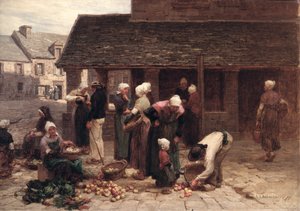 Markedsplassen i Ploudalmezeau, Bretagne, 1877